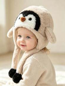 Squeaky Cute Penguin Plush Hat For Boys And Girls, Ear-Protective Lei Feng Hat, Children's Winter Cap - Multicolor - View 3