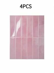 4/10/20 Sheets 11.43"*9" 3D Self-Adhesive Peel And Stick Backsplash Tile, Kitchen Bathroom Wall Tile, Glossy Soft Pink Watercolor Texture - Powder Glaze Strip - View 7