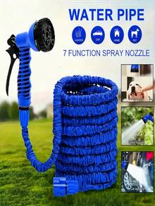 1pc 50/100ft Adjustable Garden Hose With Blue Spray Nozzle, Polyethylene Multi-Purpose Expandable Water Hose With Spray Gun For Garden Watering, Patio, Yard & Outdoor Cleaning, Autumn Home Decor Setup And Seasonal Garden Care - Multiple Styles - View 2