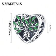 1pc Silver-Plated Lucky Four-Leaf Clover Tree Of Life Bead, Horseshoe, Heart Tree, Infinity Symbol Multiple Styles, Inlaid With Emerald Green Zirconia And Green Enamel, Suitable For Bracelet Necklace DIY, Symbolizing Peace And Good Luck Gift Accessory - Multicolor - View 5