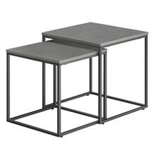 Aseto Set Of 2 Rectangular Coffee Tables Nesting Side End Table Wood Large & Small Nightstand Bedside Board Unit Desk Furniture Decor Living Room Bedroom Home Office Apartment Center Tea Tray Stackable Dual Countertop Multi Color - Concrete - View 5