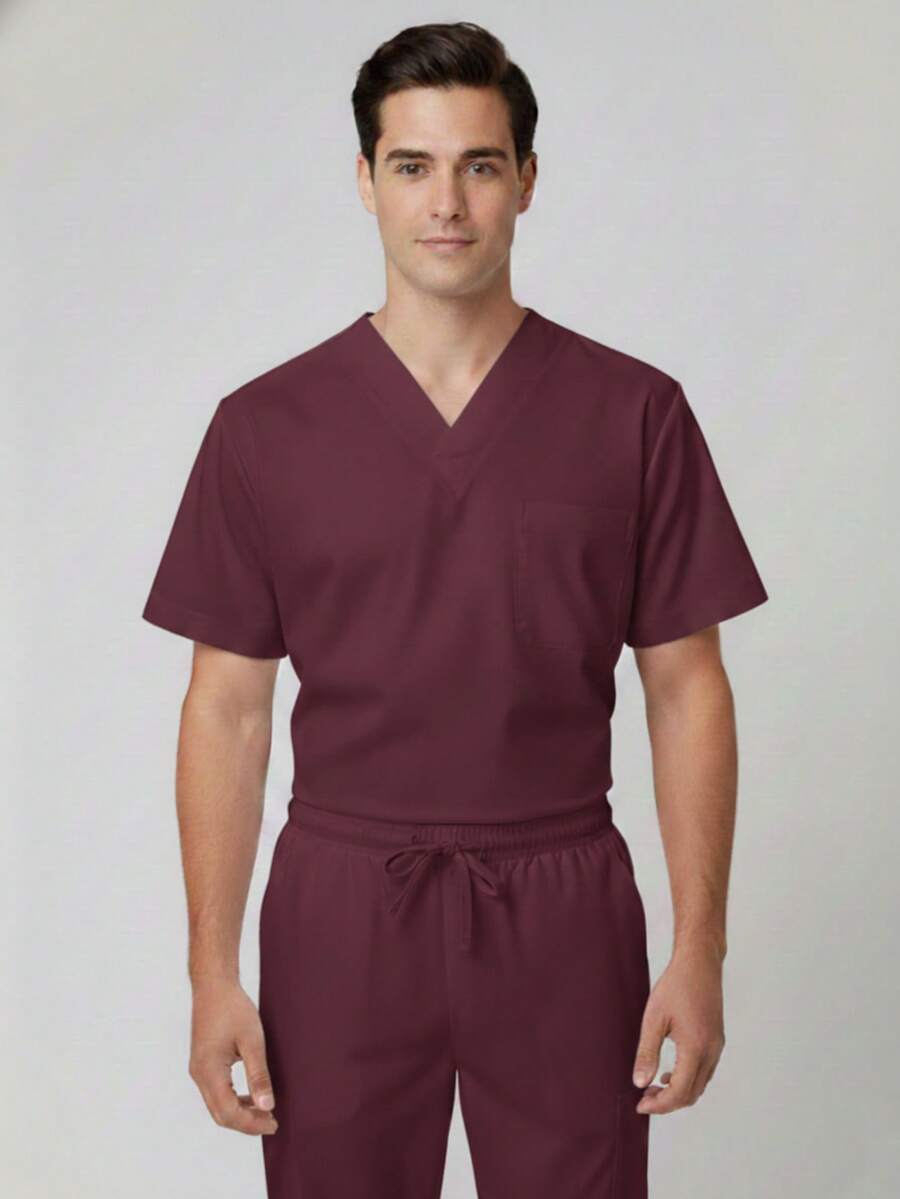 Repellent Surgical Uniform All Regular Pocket Valentin Model For Men - Burgundy - View 1