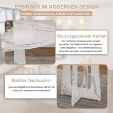 Round Dining Table Set With White MDF Top And Beech Wood Chairs – Ideal For Dining Room Or Living - 白色 - 查看 7