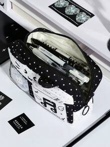 1pc Double‑Star Music Note Cat Ear Ita Pencil Pouch, Aesthetic Clear Window Pen Bag, Large Capacity Student Stationery Pouch, Ideal For Student Daily Use, Collection Display, Stationery Gift - Multi Colors - View 3