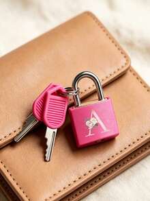 Vigour Summer Rose Red Portable Small Plastic Luggage Padlock With Pink Heart Letter Print, Includes 2 Keys, Mini Metal Key Lock For Bags, Backpacks, Gym Lockers, Classroom Games, Suitcases And Travel Bags, Back To School Or Graduation Gift - Multicolor - View 3