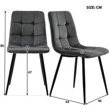 117cm Dining Table With 4 Chairs Set, Rectangular Dining Table Modern Kitchen Table Set, Dining Chair Dark Grey Velvet Kitchen Chair, Black Table Legs - 灰色 - 查看 3