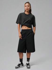 Jordan Kaos Rajut Lengan Pendek Tanpa Kerah Wanita AS W J SS OS GFX TEE TIW1900-010 - Hitam - View 6
