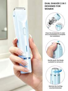 SKYWORTH 400mAh 2-In-1 Dual Head Electric Shaver For Women, Portable Travel Razor For Face, Bikini, Legs, Rechargeable, Compact And Lightweight - View 14