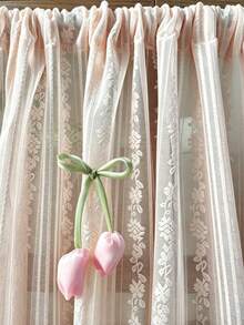 1 buah Tirai Dekoratif Tulip Renda Pink Lucu, Gaya Kantong Batang, Indah & Tahan Lama, Cocok untuk Dekorasi Jendela, Dekorasi Baby Shower, Dekorasi Kamar, Tirai Partisi - MultiWarna - View 9