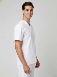 Uniforme Quirurgico Repelente   Todo    Regular    Bolsillo    modelo Valentin para Caballero - Blanco - Ver 2