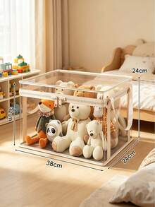 Transparent Zipper Doll Storage Box, Portable Visible Organizer Bin, Suitable For Plush Toys, Baby Supplies, Children's Miscellaneous Items - Multicolor - View 7