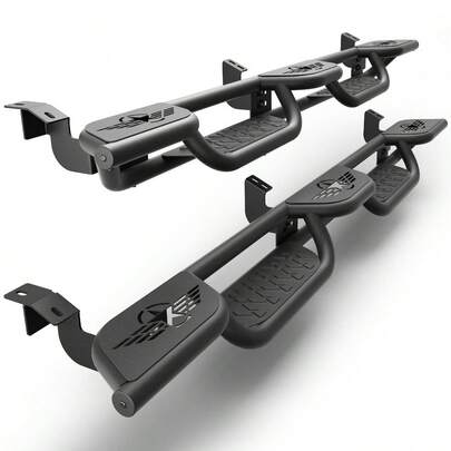 LONGSUN Side Steps For 2005‑2023 Tacoma Double Cab Models, Widened 3‑Step  Bars|The Widened Steps Make It Easier For Family Members To Get In And Out Of The Vehicle, With A 550‑Pound Weight Capacity, All‑Weather Anti‑Slip Performance, And They Can Assist