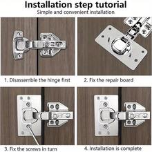 2 Sets Rectangular Hinge Repair Plates, Furniture Drawer Cabinet Repair Fixing Plates, Kitchen Cabinet Door Hinge Installation Kit Home Tools - Silver - View 6