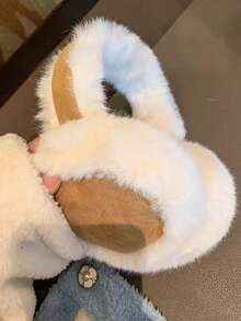 1pc Cute Plush Rabbit Ear Earmuffs For Women, Winter Warm Ear Covers, Thick Soft Faux Rabbit Fur Fabric, Fluffy Skin-Friendly Non-Stuffy, Suede Lining Comfortable Fit, Windproof And Frost-Proof For Daily Outings, Soft Girl Aesthetic Accessory, Versatile For Students Commuting And Cycling, Elastic Fit Anti-Slip, Decorative Earmuffs For Winter Photos - Spliced Earmuffs - View 4