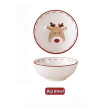 Assorted Christmas Pattern Nordic Style Stitched Santa Claus Bowl And Plate Tableware Set, With Embossed Sealed Jars, Seasoning Jars, Western Ceramic Flat Plates, Cups, Christmas Gift Tableware Set, Home Decor, Kitchen, Christmas Gift - Multicolor - View 10