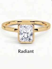 MOUSHEENIA Classic 1ct/2ct/3ct Multi-Shape Moissanite Bezel-Set Engagement Ring 925 Sterling Silver 18K Gold Plated Single Stone Women's Delicate Wedding Band - Yellow Gold - View 21