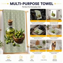2pcs Green Olive Pattern Kitchen Towels, 6/8pcs Plant Print Dish Cloths, Super Absorbent Microfiber, Machine Washable, Holiday Gift And Cleaning Supplies Decor, Suitable For Holiday Decoration, Cooking, Baking, Housewarming Gift And Cleaning Supplies, Suitable For Kitchen, Bathroom, Toilet - Multicolor - View 6