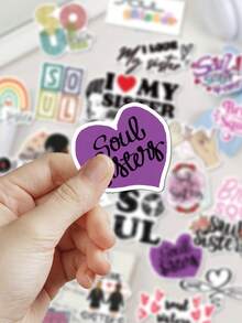 50 buah Stiker Pasangan Jiwa untuk Scrapbook, Buku Harian, Perencana, Buku Catatan, Casing Ponsel, Tablet, Biola, Lemari, Skateboard, Gitar, Hadiah Pesta - Belahan jiwa - View 1