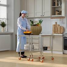 SAILUN Stainless Steel Table Kitchen Workbench Food Prep Worktable | Catering Work Table Double-Layer Height Adjustable With 4 Castor Wheels For Restaurant Hotel Home, Up To 300kg - 60x76x85cm - View 8