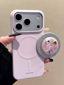 極簡 Ins 風格格子星星磁吸手機支架，適用於 Apple 17 Pro Max 手機殼 17 女款新款 16 高級 15 薄膜硬殼 17 Pro 防摔 16 Pro 保護殼 18 小眾 18 Pro Max - 粉色 - 查看 2