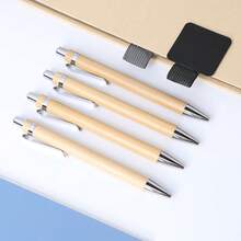 20/50/100pcs Bamboo Wood Retractable Ballpoint Pens, Black Ink, 1mm, Engraved Journaling Pens, Refill Set, Gift Writing Office School Supplies - Bamboo and Wood - View 9