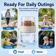 2-In-1 Portable Pet Food And Water Container, 5.07oz X 2-Layer Travel Pet Feeding Cup With Handle, Transparent Food Storage Container And Water Cup, Suitable For Cats, Small Dogs, Puppies, Daily Walks, Park Outings, And Training Treats - White, 150ml Top + 150ml Bottom - View 5