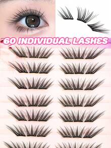 Cílios Postiços Estilo Raposa Sem Cola, 60 Aglomerados, Estilo Coreano-Japonês, Cria Facilmente Maquiagem de Olhos Estilo Raposa, Curvatura C, Comprimento de 10mm, Aplicação Segmentada Sem Cola Economiza Etapas, DIY Economiza Tempo de Maquiagem, Adequado para Iniciantes, Reutilizável, Adequado para Uso Diário, Encontros, Viagens, Festas de Feriados, Presente Perfeito de Feriado para Melhor Amiga, Namorada - C - Visão 4
