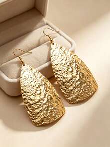 2pcs Retro Exaggerated Pleated Water Drop Shaped Minimalist Exquisite Earrings For Women Daily Wear, Outings, Dates, Parties, Music Festivals - Gold - View 3