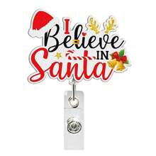 1pc Christmas Acrylic Christmas Tree Candy Cane Transparent Retractable Badge Reel - Multicolor - View 5