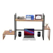 Countertop Computer Rack Desk Storage Organizer Desktop Bookshelf Display Shelf - Wood - View 5