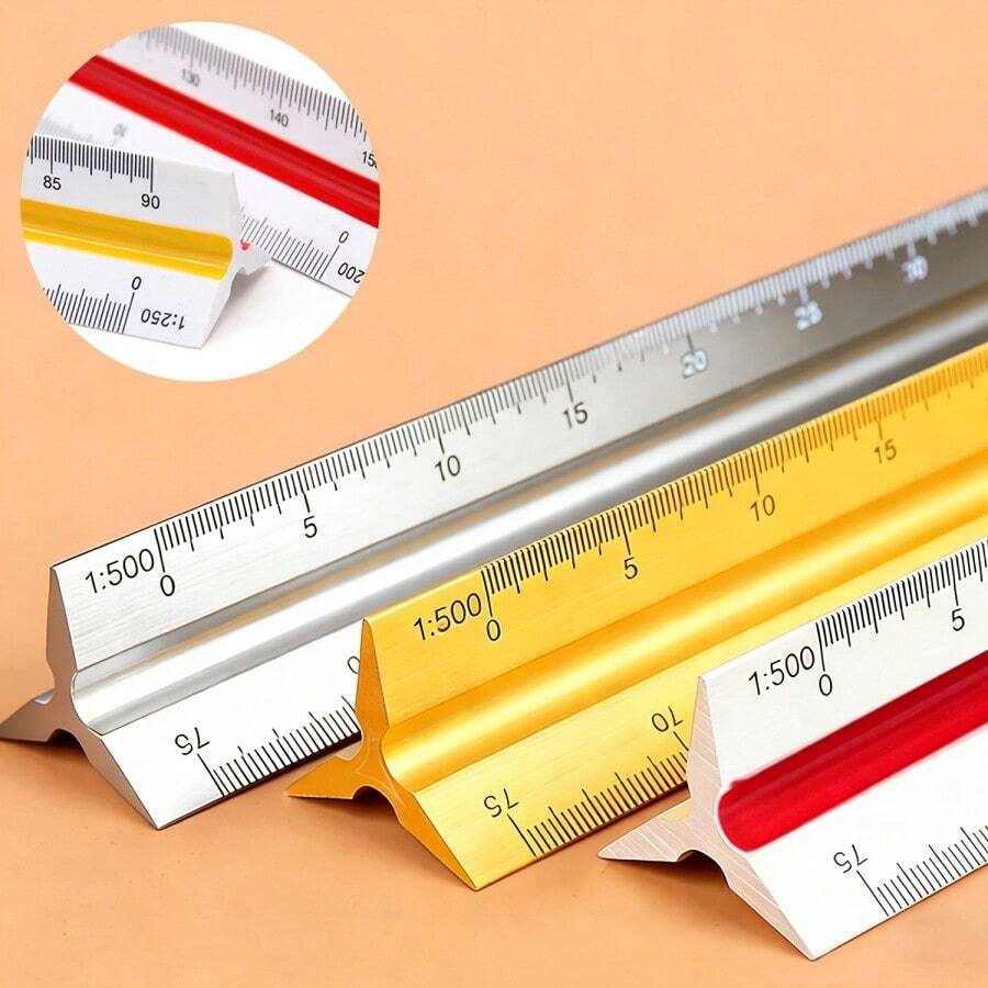 Metal Triangular Scale Ruler, 1:20-1:500 Multiple Scales, 30cm, Professional Architectural Drawing Scale, Suitable For Architects, Drafters, Engineers - 30cm - View 1