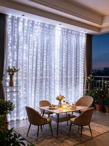 USB Powered Waterfall Curtain Lights, Suitable For Christmas, Halloween, Valentine's Day, Birthday, Wedding Party, Bedroom, Window, Wall, Holiday Atmosphere Decorative Lights - Pure White - View 10