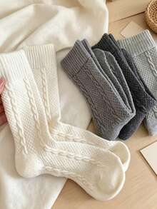 1/5 Pairs Thickened Warm Socks, Vintage Oil Stripe Pattern Tube Socks, Suitable For Sports, Home, Leisure And Commuting - Multicolor - View 4