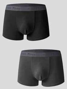 Manfinity Underwear&Sleepwear Basics 8pcs/Set Celana Dalam Boxer Pria Nyaman dengan Motif Huruf dan Karet Pinggang Elastis - MultiWarna - View 13