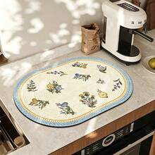 Kitchen Dish Drying Mat, Table Mat, Absorbent Mat, Countertop Tableware Mat, Bowl And Plate Drying Mat, Coffee Mat, 3.6mm Thickness - Blue Woven - View 6