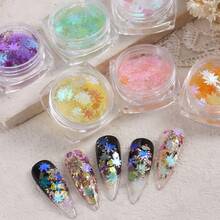 Laser Holographic Iridescent Maple Leaf Nail Sequins, Autumn Maple Leaf Nail Glitter Flakes, Colorful Fall Leaf Confetti Nail Art Decorations, Thanksgiving Autumn Theme Nail Charms DIY Manicure Supplies For Nail Salon & Beginners - Multicolor - View 6