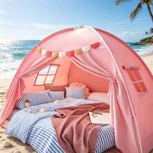 Abulun Single Bed Tent, Sensory Breathable Private Space Windproof Indoor Sleeping Tent - Pink - View 6