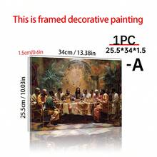 [Elegant Black Last Supper Art]1pc Elegant Black Last Supper Canvas Wall Art - High-Quality Print, Pine Wood Frame, Ready To Hang - Perfect For Living Room, Dining Room Or Classroom Decor - Multicolor - View 5