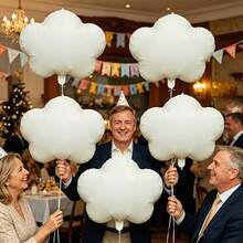 6pcs 18.9 Inch Cream Cloud Shaped Foil Balloons For Holiday Event Decoration/Outdoor Display, Suitable For Birthday Celebration, Wedding Party, Gathering Decoration Balloons - View 6