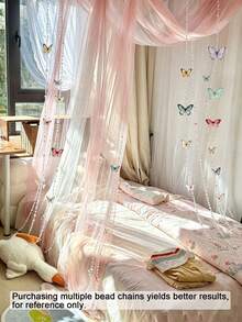 Ultra-Thin Chiffon Fabric 75*600cm, Includes 6m Bead Chain, Bed Curtain, Wedding Arch Curtain, DIY 3D Butterfly Wind Chime Pearl Door Curtain Decoration, Wedding Birthday Party Home Partition Decoration Background Photo Prop - Multicolor 2 - View 4