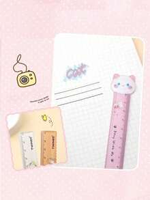 1pc Assorted Colors, Cute Pet Head Straight Ruler, Cartoon Animal Scale Ruler, Fun Illustration Ruler, Schoolwork Measurement And Marking, Planner Layout Positioning, Halloween Handmade Cutting Assistant, Christmas Card Drawing, Back To School Drawing, School Season Diagram Annotation, Desktop Drawing, Creative Crafting - Multi-color - View 6