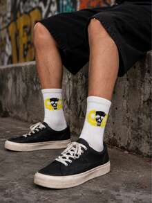 3/5/6/7/10/15/20 Pairs Random Plus Size Sports Socks, Student Basketball Socks, Black And White Men's Mid-Calf Socks, Suitable For Various Occasions And Seasons - Multicolor - View 2