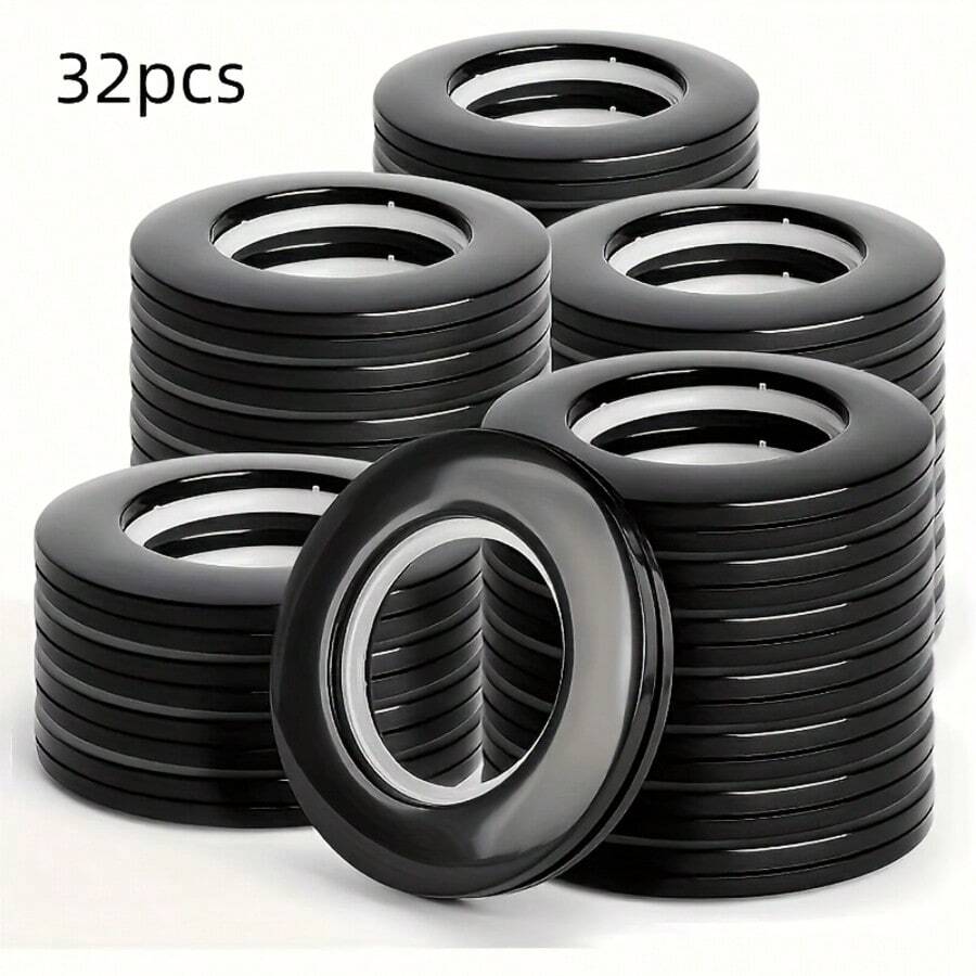 Set Of 32 Curtain Rings, Including Curtain Eyelets And Round Plastic Rings With An Inner Diameter Of 40 Mm; Silent Operation; Ideal For Bedroom Decor; Suitable For Hanging Curtains From Curtain Rods; Bathroom Accessories - Multicolor - View 1