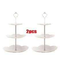 2PCS 3 Tier Cake Stand Afternoon Tea Wedding Plates Party Embossed Tableware - VJO0338-2 - View 8