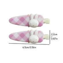 可愛 MIFFY 咖啡色調水滴造型 BB 髮夾，2 款設計：純棕色與格紋 3D Miffy，牢固金屬夾，適合日常校園秋季穿搭 - 彩色 - 查看 13