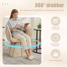Ottoman Chair Camel Chenille Fabric - Ergonomic For Living Room Or Bedroom - 駝色 - 查看 4