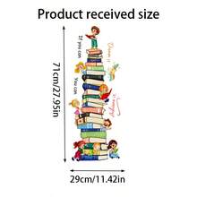 1/2pcs Inspirational Dream Achievement Book Stack Wall Decal, Removable Letter Stickers, Suitable For Home Office Classroom Library Wall, Creative Vinyl Wall Decor - Book Wall Stickers - View 6