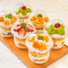 Viral U-Shaped Bobo Cup Disposable Fruit Yogurt Pudding Dessert Cake Ice Cream Bubble Tea Cup With Lid - Transparent - View 3