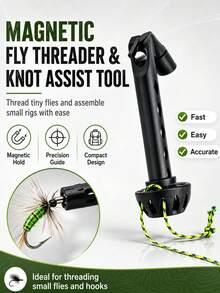 1/2/3pcs Magnetic Fly Line Threader & Knotting Tool, Magnetic Fly Line Threader, Magnetic Line Tying Tool, Universal Knotting Assistant, For Hook Threading, Fishing Accessories, Easy Tying Small Fly Baits - Conventional - View 2
