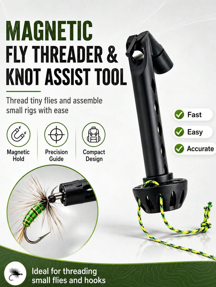 1/2/3pcs Magnetic Fly Line Threader & Knotting Tool, Magnetic Fly Line Threader, Magnetic Line Tying Tool, Universal Knotting Assistant, For Hook Threading, Fishing Accessories, Easy Tying Small Fly Baits - Conventional - View 1
